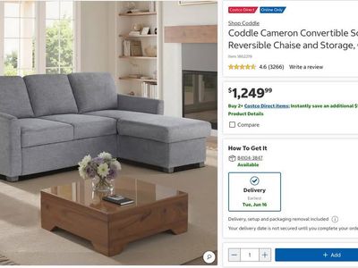 CODDLE CAMERON CONVERTIBLE SOFA WITH REVERSIBLE CHAISE & STORAGE
