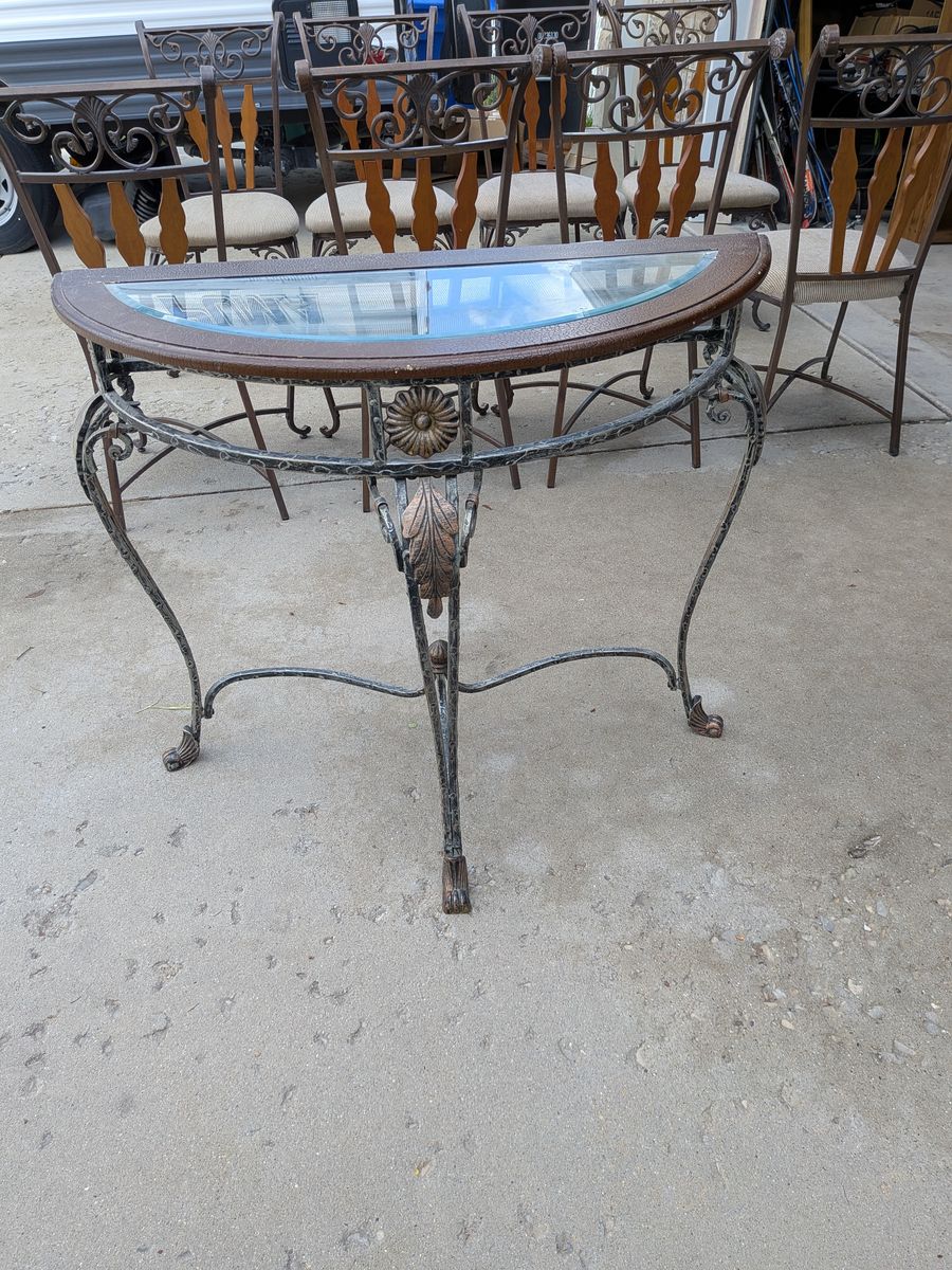 Ornate metal and wood Wall table