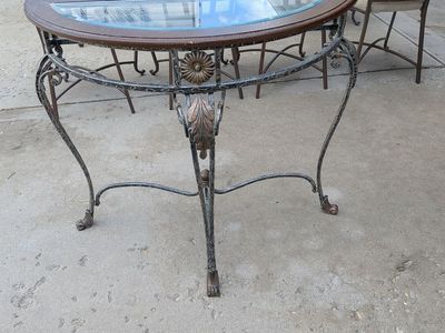 Ornate metal and wood Wall table
