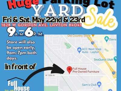 🪧Huge parking lot yard sale Memorial Day Weekend, Fri 05/22 and Sat 05/23, Layton
