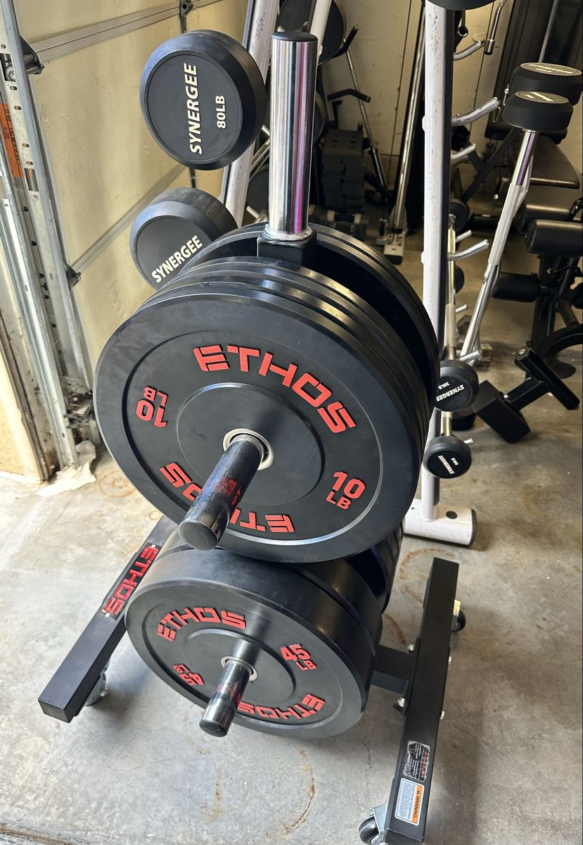 Ethos Olympic Bumper Plates & Rolling Rack