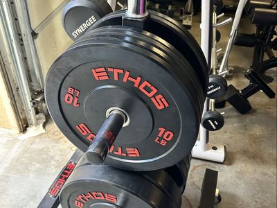 Ethos Olympic Bumper Plates & Rolling Rack