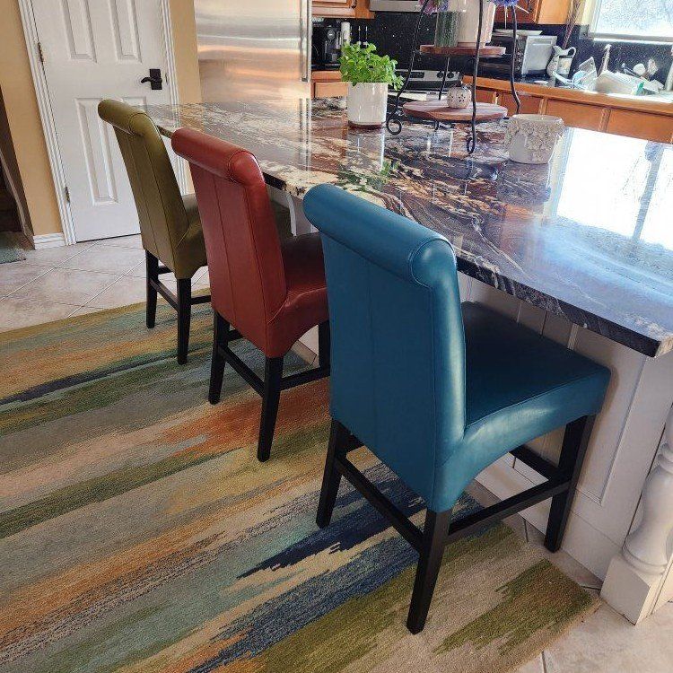 Faux Leather Bar Stools from Grandin Road Black Legs