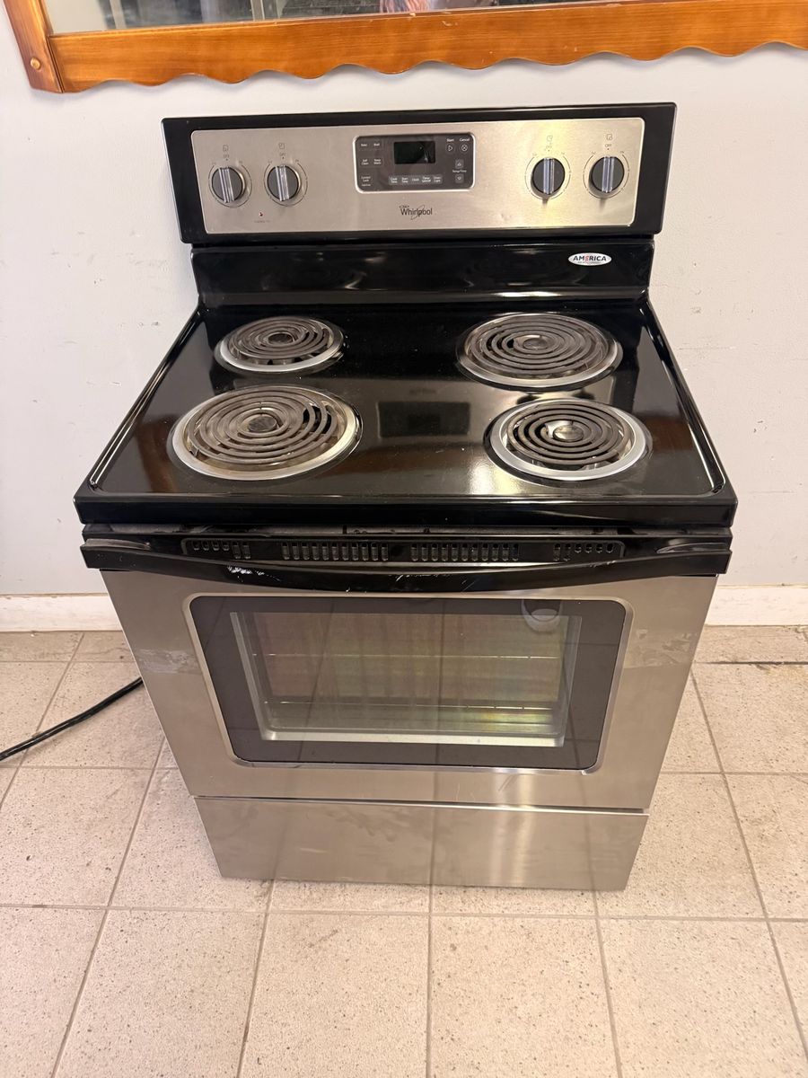 Whirlpool Electric Range Stove - Stainless Steel & Black