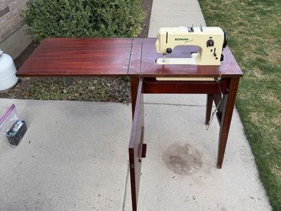 Bernina Record 530 Sewing Machine w/ Vintage Wooden Cabinet Nightstand