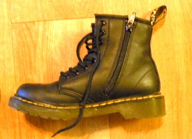 Dr Martens Air Wair Kids Girls Ankle Boots with Side Zipper.