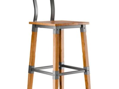 BIG PRICE DROP! Lancaster Industrial Bar Height Chairs – Honey Maple Finish
