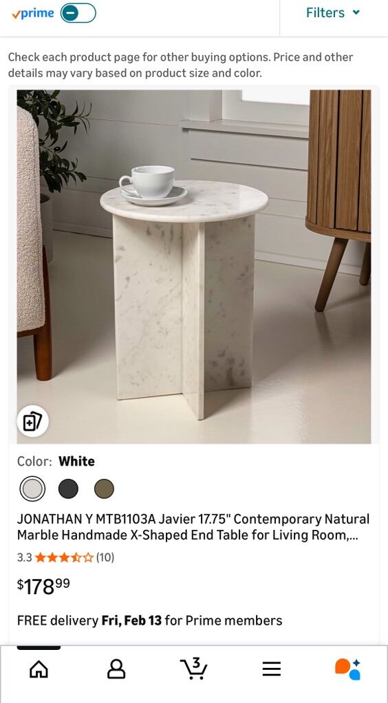 JONATHAN Y JAVIAER MARBLE X SHAPED MARBLE TABLE