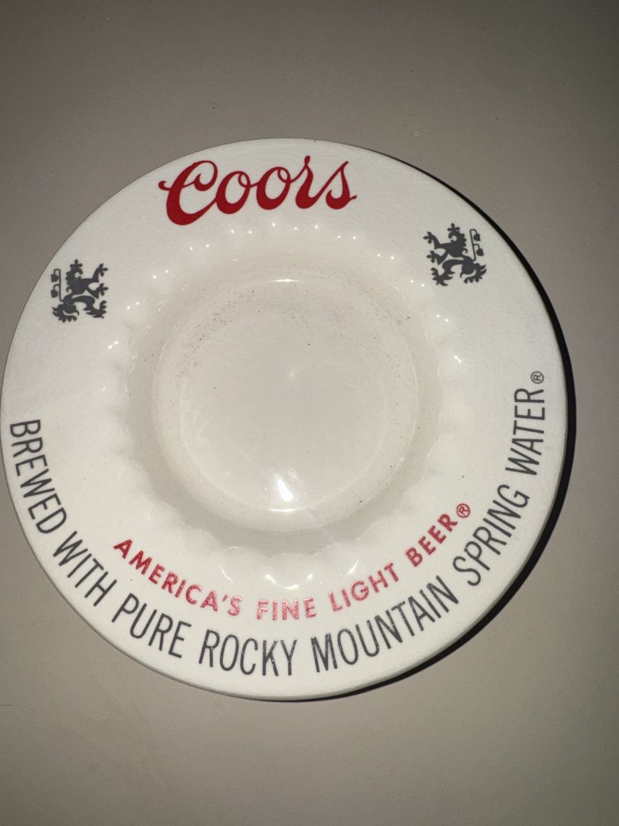 Vintage Coors Beer Ashtray - America's Fine Light Beer, Rocky Mountain Spring Water