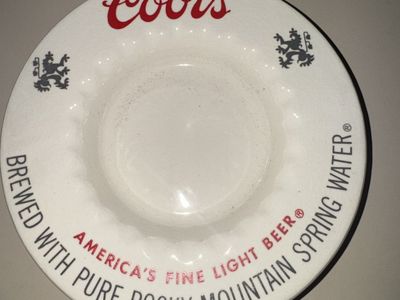 Vintage Coors Beer Ashtray - America's Fine Light Beer, Rocky Mountain Spring Water