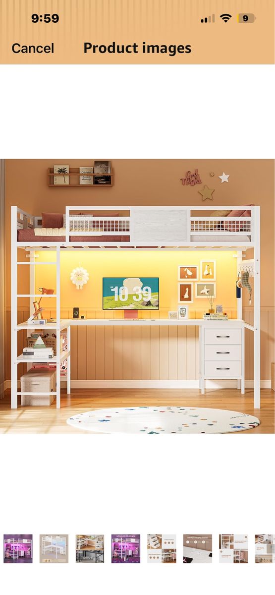 Full Size Loft Bed with Desk and Storage Drawers