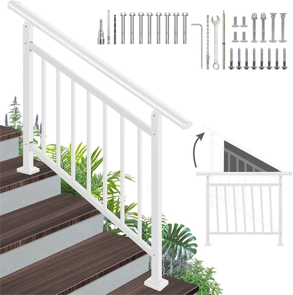 Outdoor Step Handrails (White)
