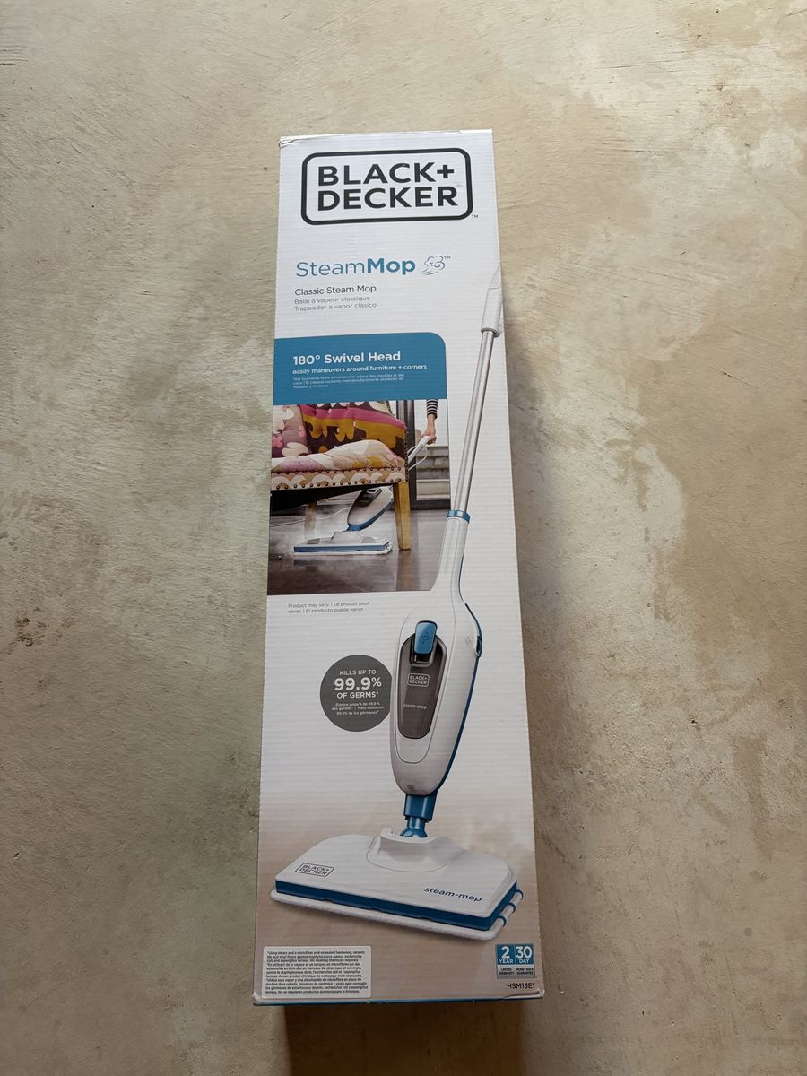 Black+Decker SteamMop Classic Steam Mop with 180° Swivel Head, Kills 99.9% of Germs
