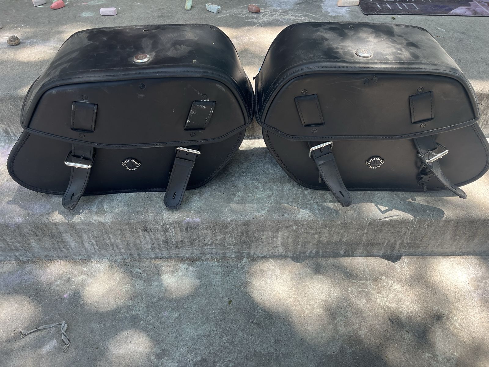 Viking Bags Black Leather Motorcycle Saddlebags (Pair)
