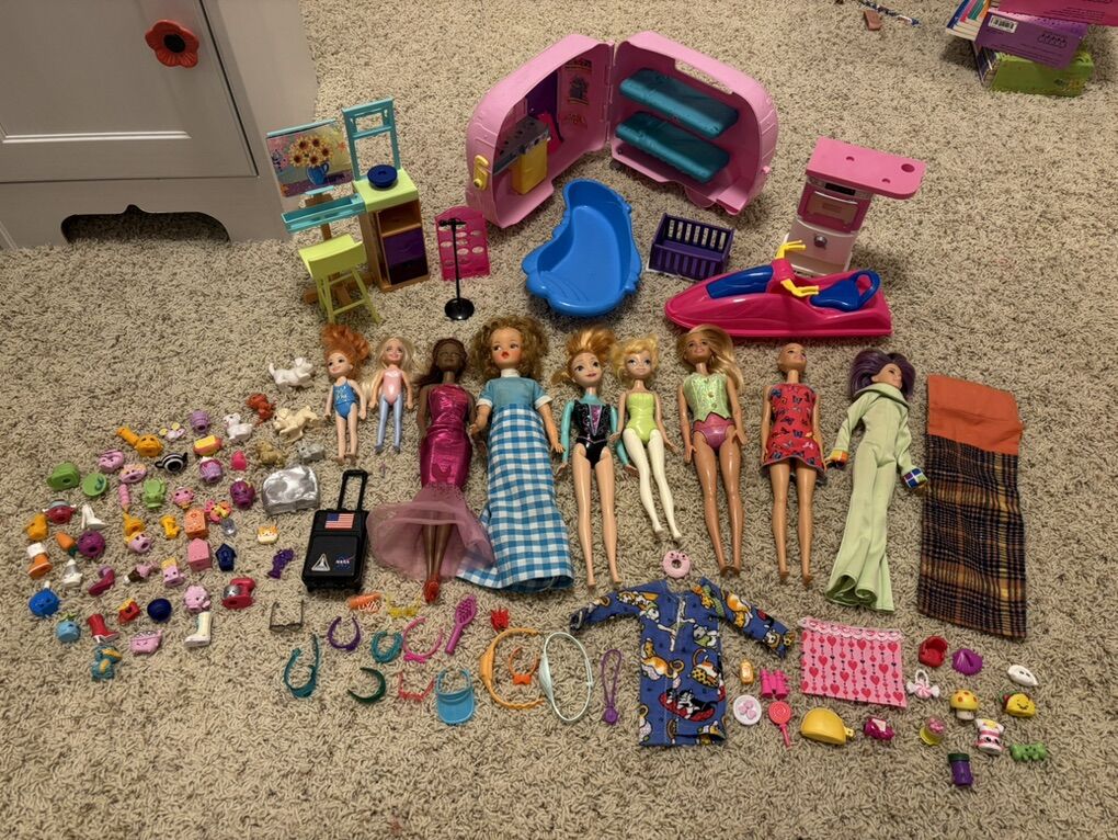 Barbies and Accessories, And Shopkins