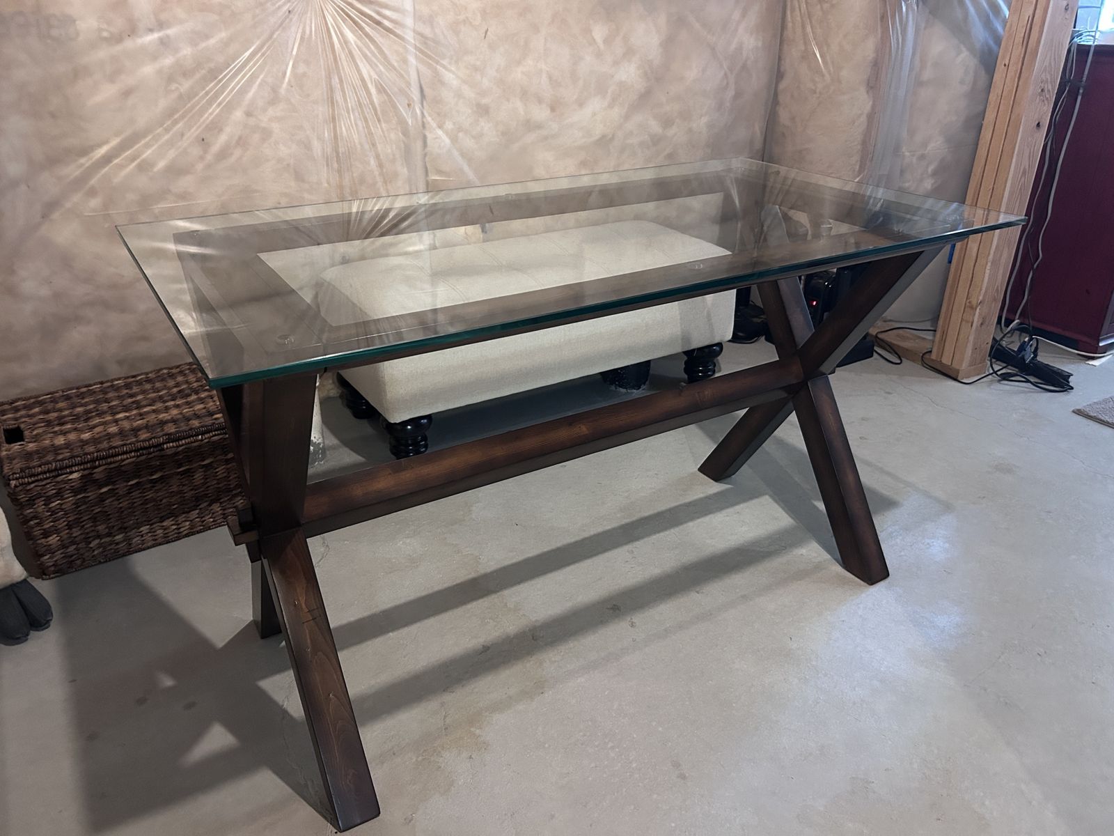 Pottery Barn Glass Top Desk or Table
