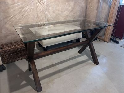 Pottery Barn Glass Top Desk or Table