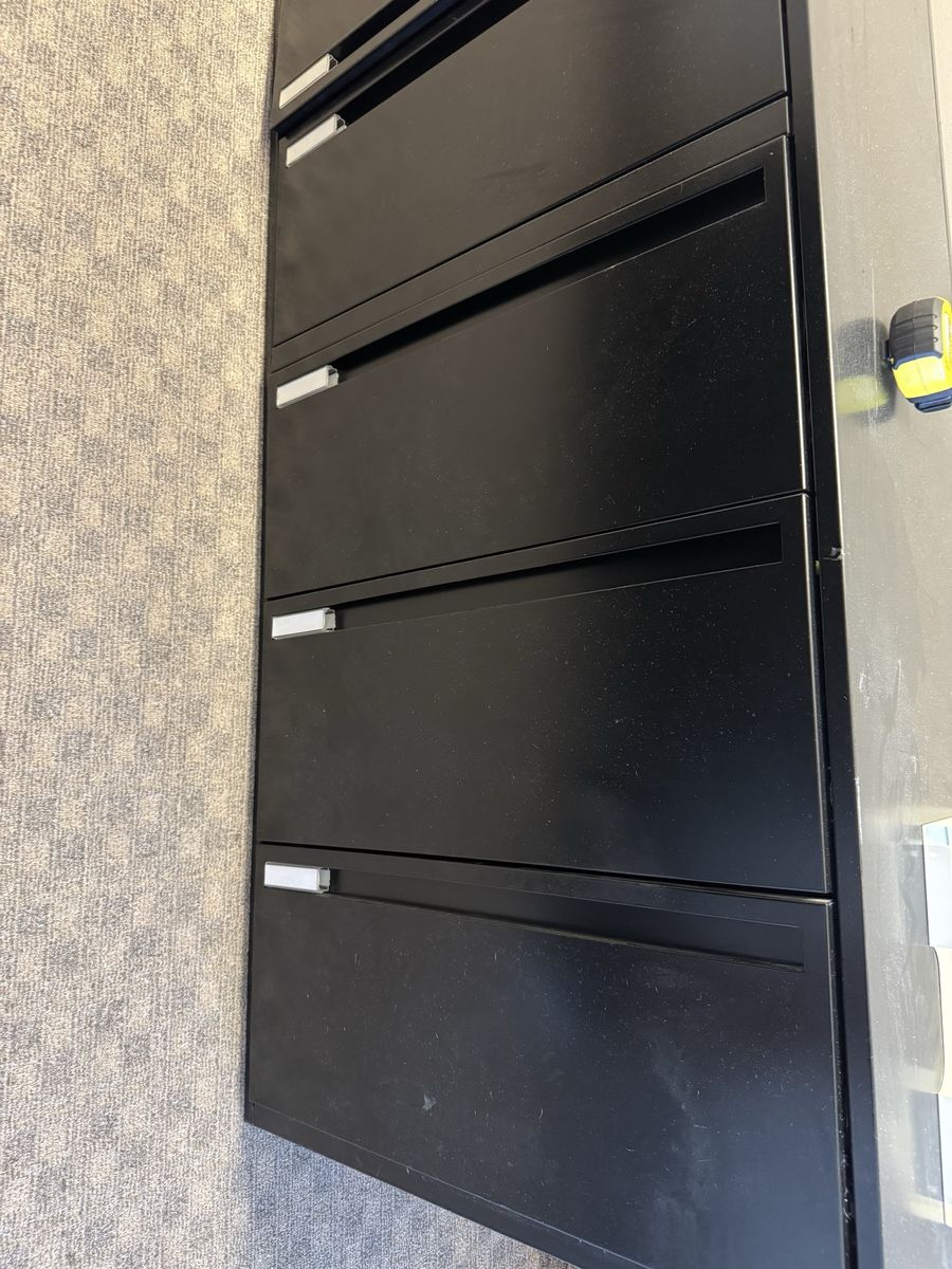 Black Metal Filing Cabinet - 5 Drawer Office Storage