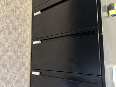 Black Metal Filing Cabinet - 5 Drawer Office Storage