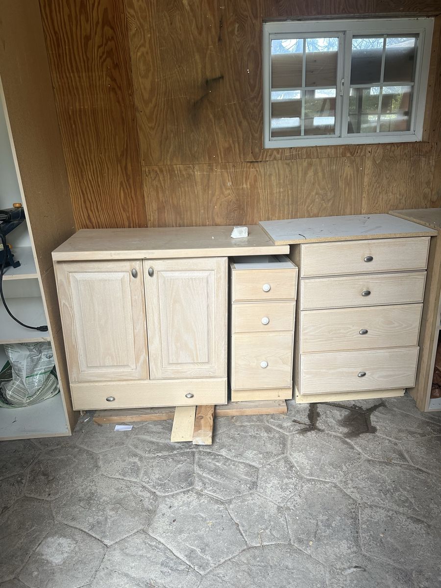 Free cabinets and shelves. They were in my shed.