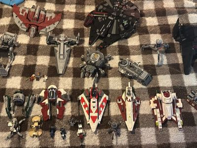 LEGO Star Wars Bundle: Millennium Falcon, AT-ST, Spider Droid, & Assorted Starships - Used Condition no mini figures