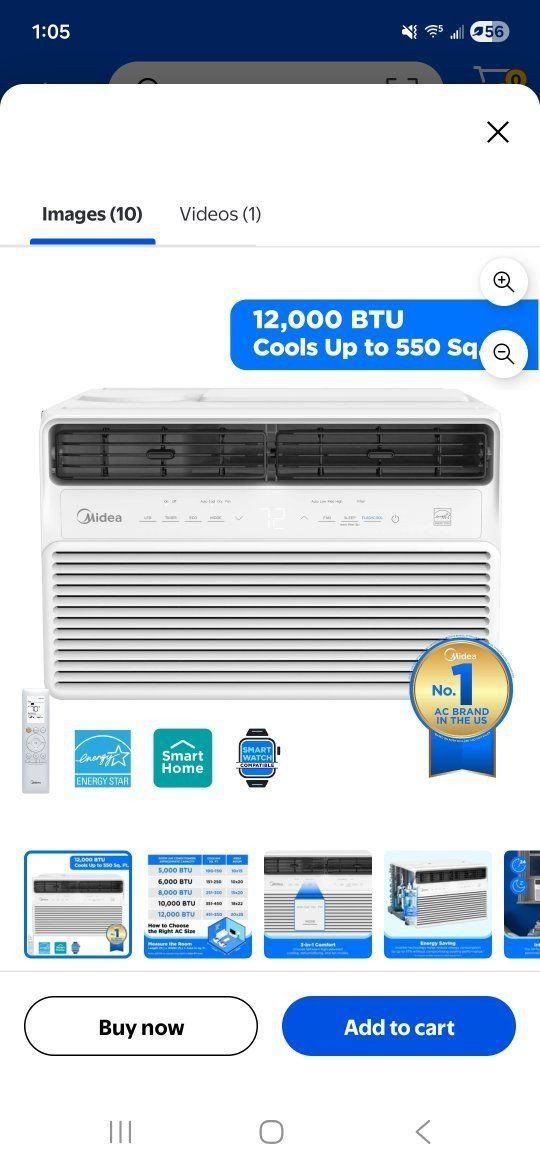 Midea SmartCool Window AC Units 
12,000 BTU 550sq.ft