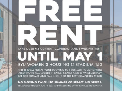 SUMMER HOUSING SOLVED + FREE RENT UNTIL MAY 1