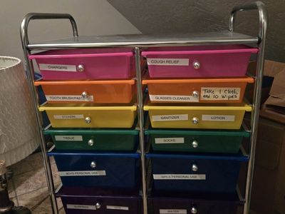 Rolling Storage Cart with 12 Multicolored Drawers, Chrome Frame, Mobile Organizer