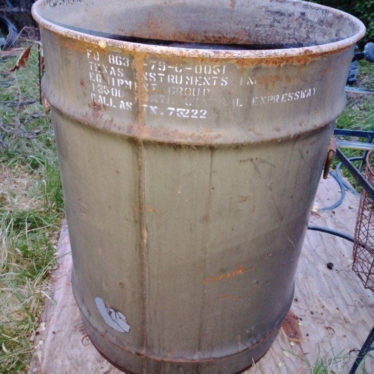 Military Texas Instruments Steel 55 gl Barrel Drum
