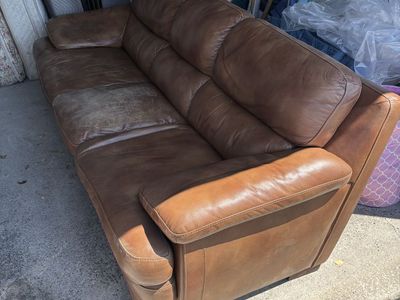 Steel-framed leather couch