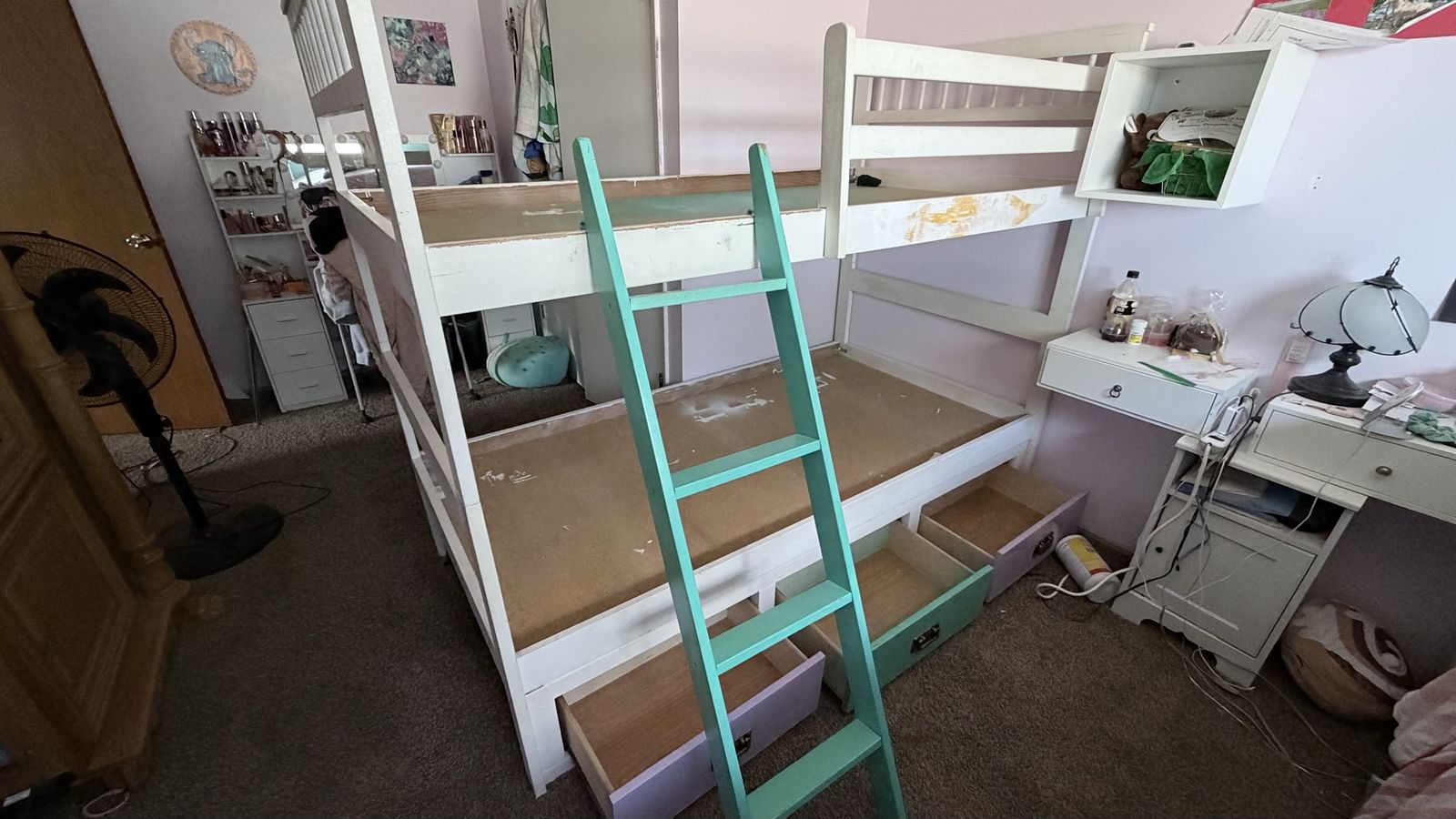 Solid Wood Bunk Bed w/ Storage Drawers – Disassembled & Ready to Go – $195 or OBO