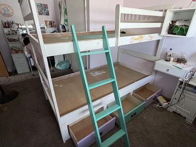 Solid Wood Bunk Bed w/ Storage Drawers – Disassembled & Ready to Go – $99 or OBO