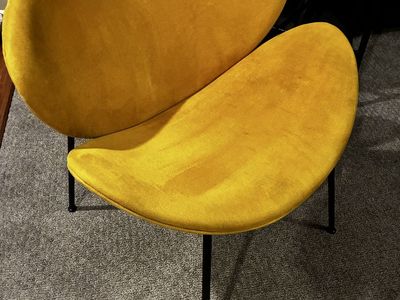 Modern Yellow Velvet Accent Chair with Black Metal Legs