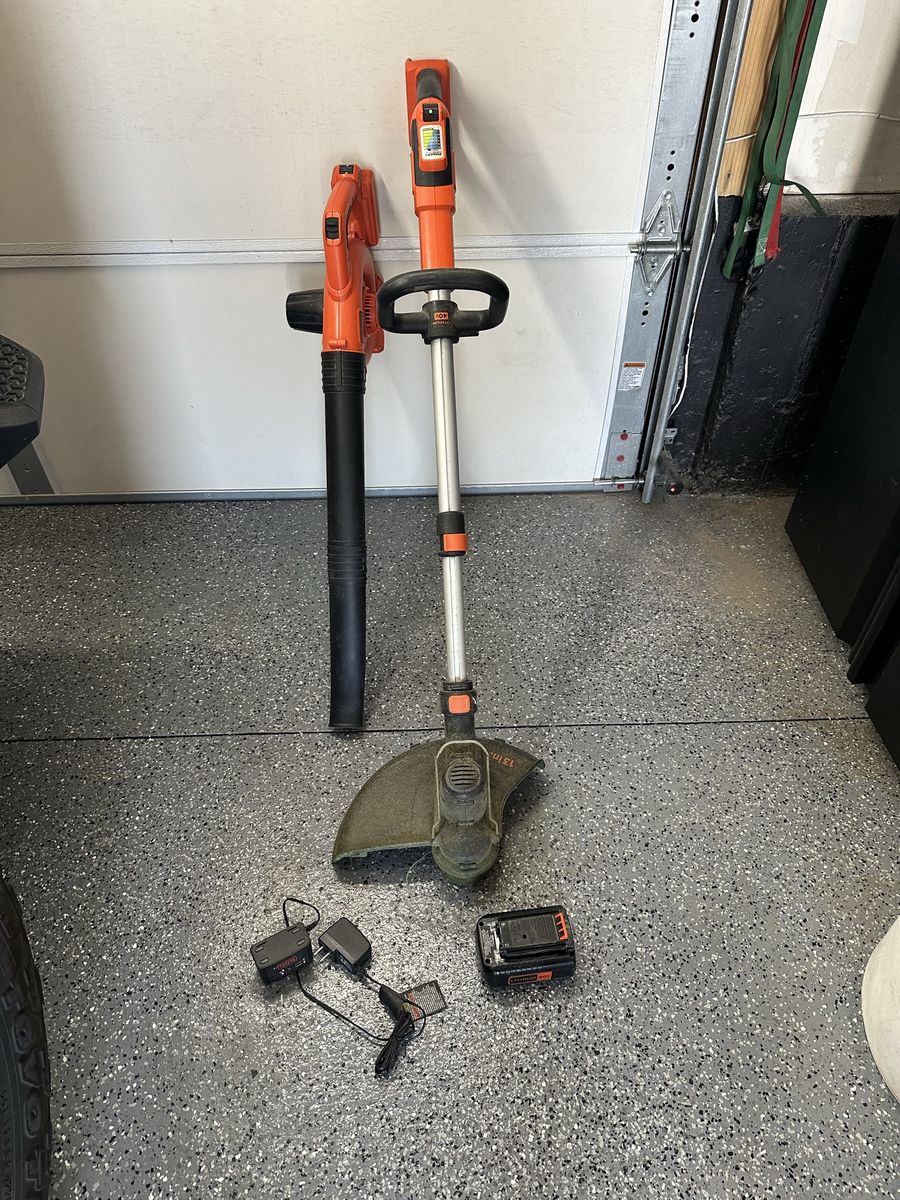 40V MAX Brushless Cordless Battery Powered String Trimmer and Leaf Blower Combo Weed Eater Lawn