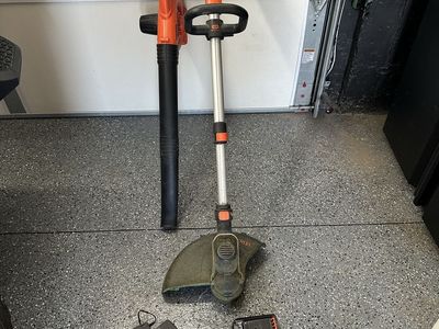 40V MAX Brushless Cordless Battery Powered String Trimmer and Leaf Blower Combo Weed Eater Lawn