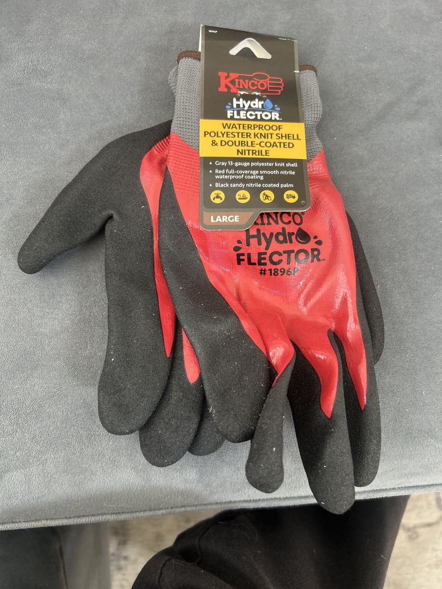 Kinco Hydro Flector Waterproof Nitrile Coated Work Gloves - Size Large (#1896P)
