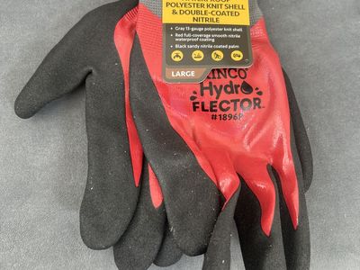 Kinco Hydro Flector Waterproof Nitrile Coated Work Gloves - Size Large (#1896P)