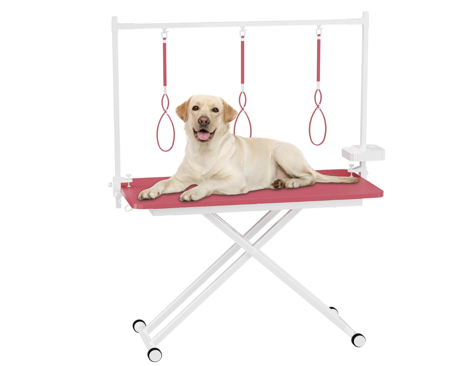 New in Box47" Adjustable Dog Grooming Table with Storage Box & Metal Basket Manual Height-Adjustable Pink Pet Grooming Table