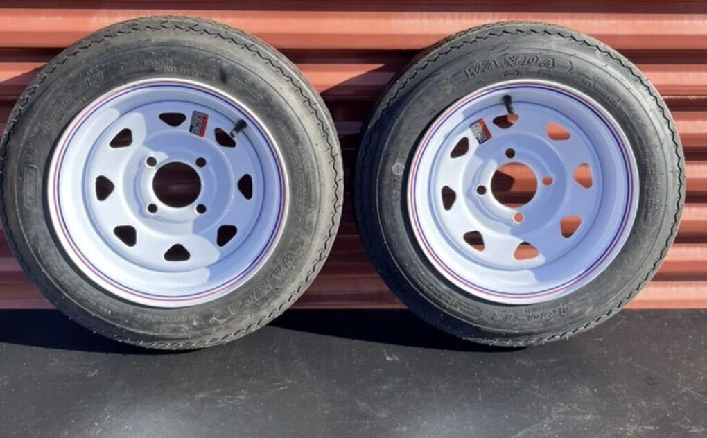 New Set Of Two 4.80-12 Trailer Tires With Wheels
