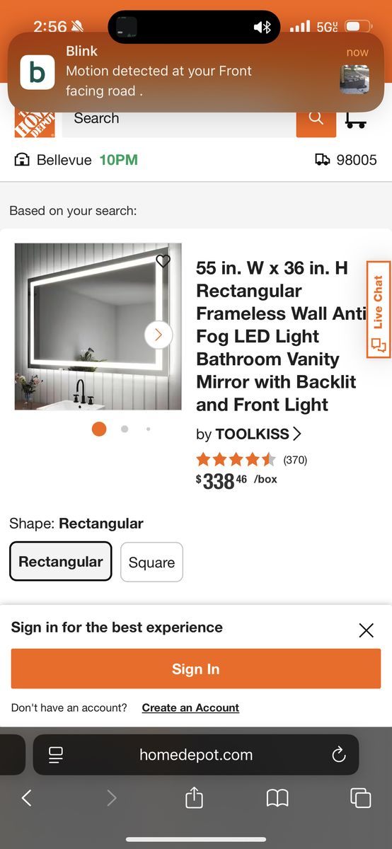 55x36 Bathroom vanity Mirror