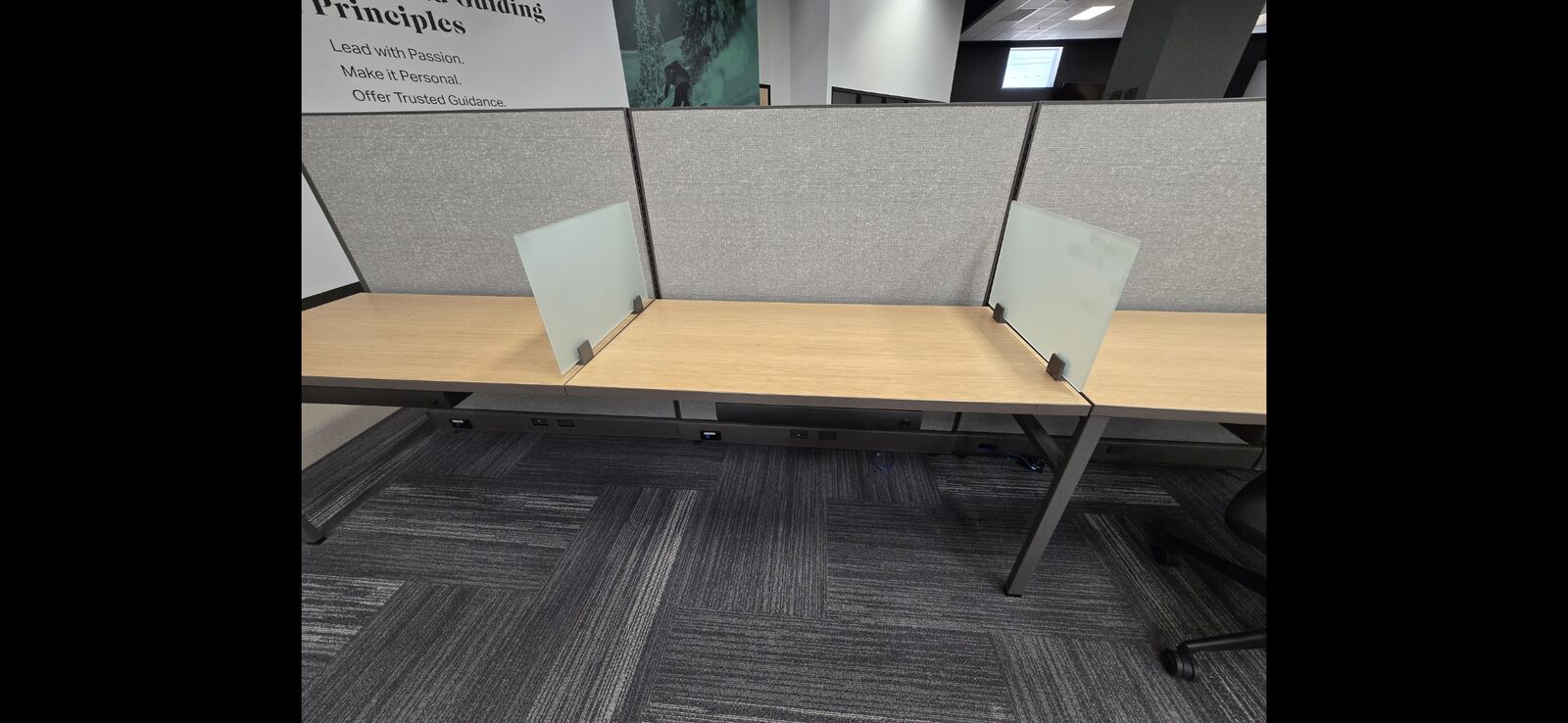 Lightly used cubicles benching workstations task chairs conference tables