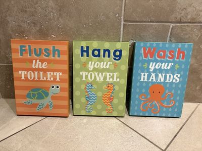 3 New Hobby Lobby Ocean Theme Bathroom Signs