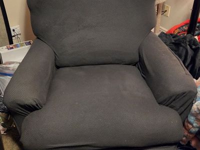 Reclining Armchairs with Grey Slipcover