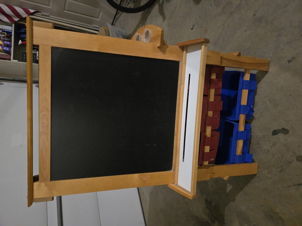Play Easel, whiteboard, chalkboard, and storage