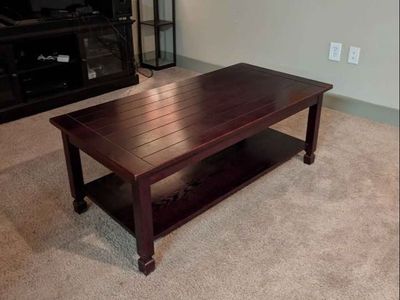 Solid Wood Coffee Table – Dark Cherry / Espresso Finish – Storage Shelf