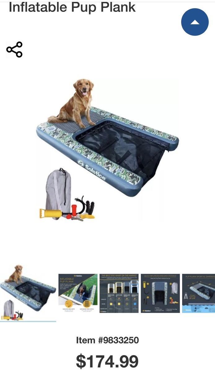 Solstice Inflatable Pup Plank Floating Dog Ramp for Boats and Pools