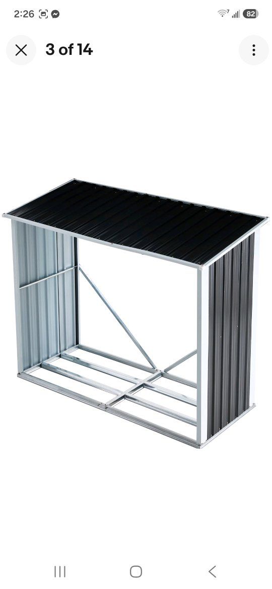 Outdoor Metal Firewood Storage Shed - 72.8" L x 30.7" W x 58.3" H Wood Rack