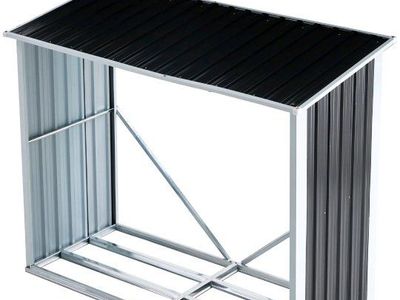 Outdoor Metal Firewood Storage Shed - 72.8" L x 30.7" W x 58.3" H Wood Rack
