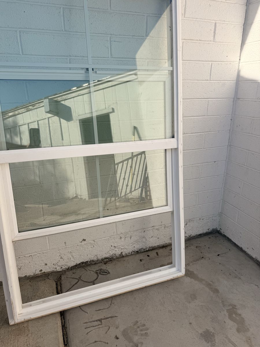 White Vinyl Single-Hung Window with Grids