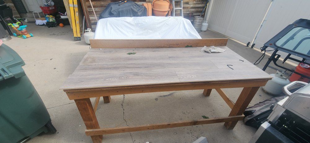 Custom Handcrafted Wooden Workbench with Laminate Top